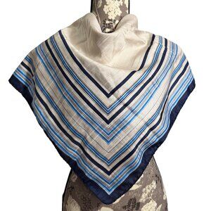 Vintage Graziastil Nautical Striped Square Scarf Polyester Blue(s)